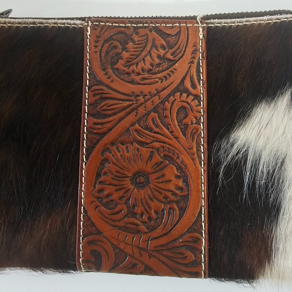 Montana West Wristlet Western Embossed Hair on Hide Suede Fringe Cowgirl - Picture 4 of 10